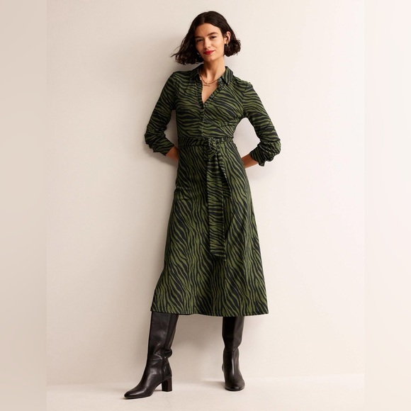 Boden Dresses & Skirts - Boden Laura Jersey Midi Shirt Dress Oregano Animal Tiger Print size US 6 Regular